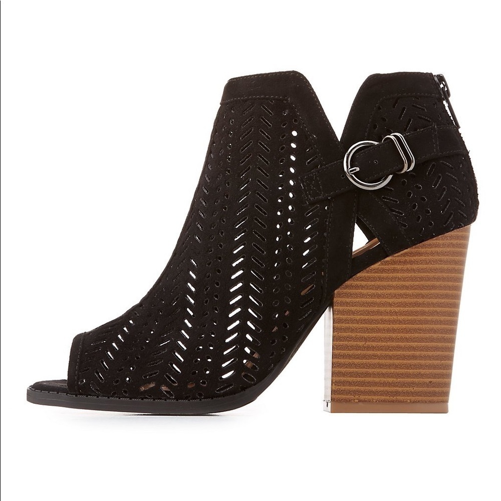 New in  Box! Perforated black booties - Picture 4 of 6